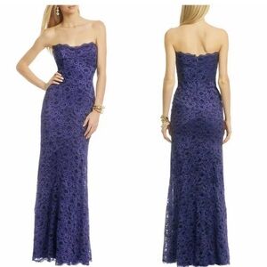 Nicole Miller Strapless Blue Lace Dress